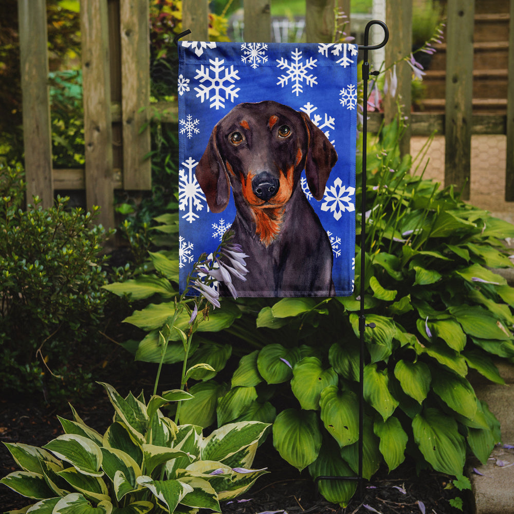 Dachshund Winter Snowflakes Holiday Garden Flag Mailbox Decorative Yard Banner Outside Patio Artwork for Flower Beds, Garden Size, Multicolor
