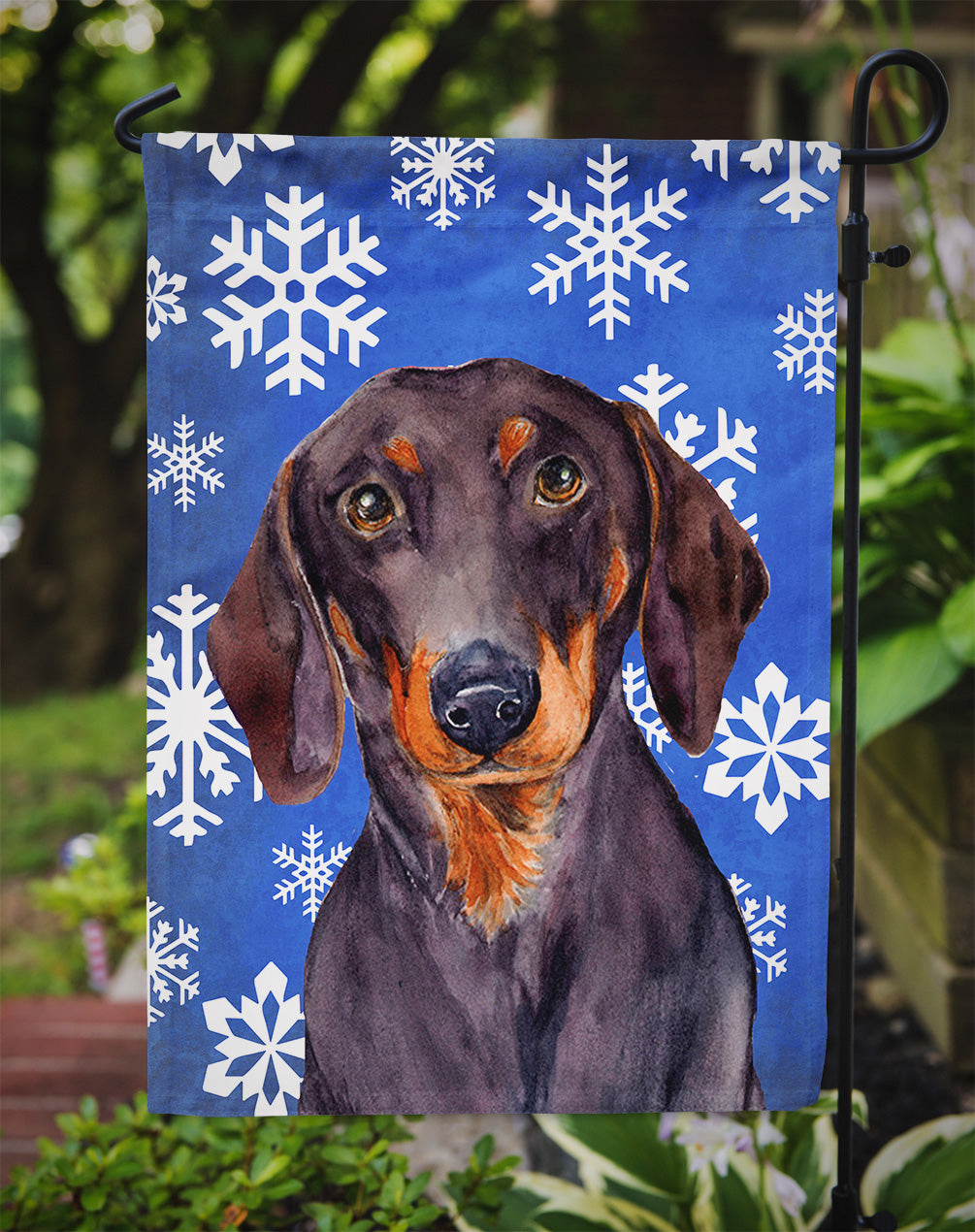 Dachshund Winter Snowflakes Holiday Garden Flag Mailbox Decorative Yard Banner Outside Patio Artwork for Flower Beds, Garden Size, Multicolor