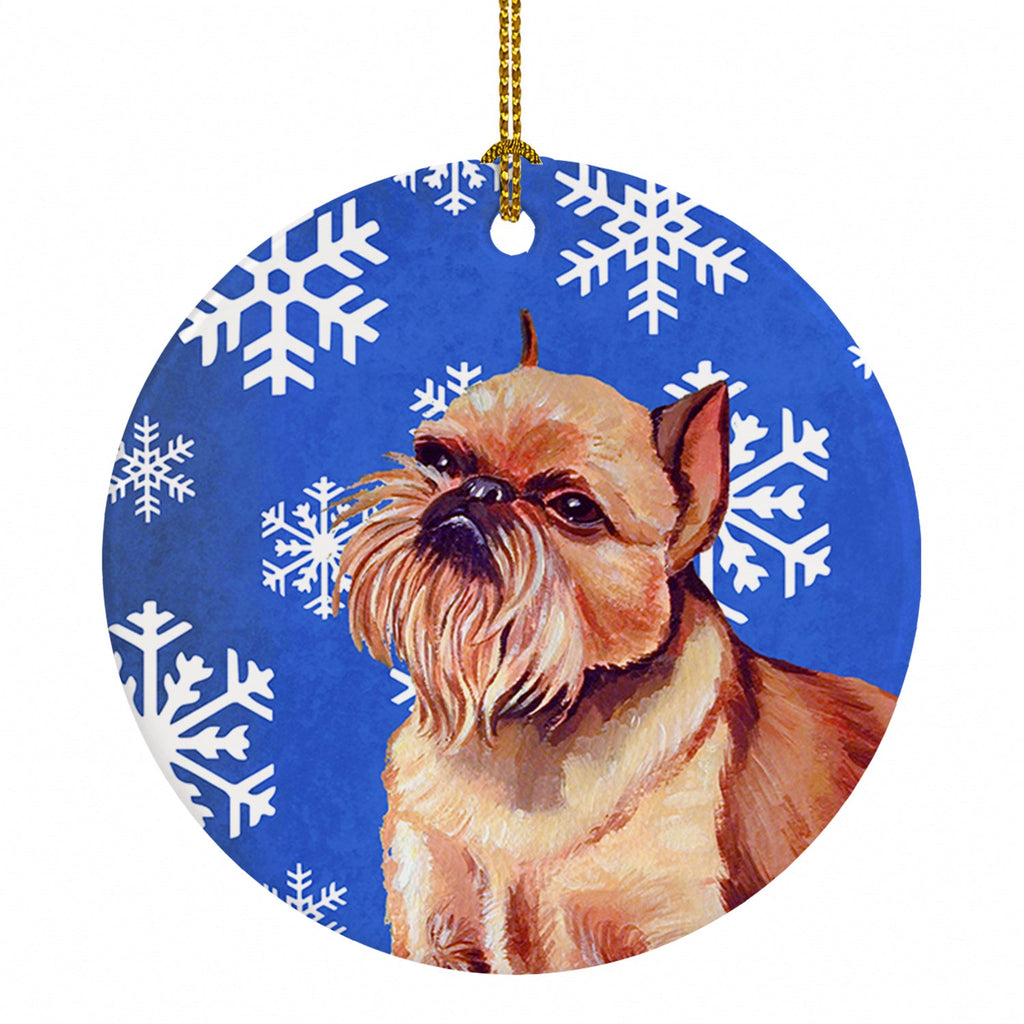 Brussels Griffon Winter Snowflakes Holiday Ceramic Ornament Christmas Tree Hanging Decorations for Home Christmas Holiday, Party, Gift, 3 in, Multicolor