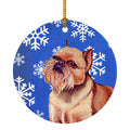 Brussels Griffon Winter Snowflakes Holiday Ceramic Ornament Christmas Tree Hanging Decorations for Home Christmas Holiday, Party, Gift, 3 in, Multicolor