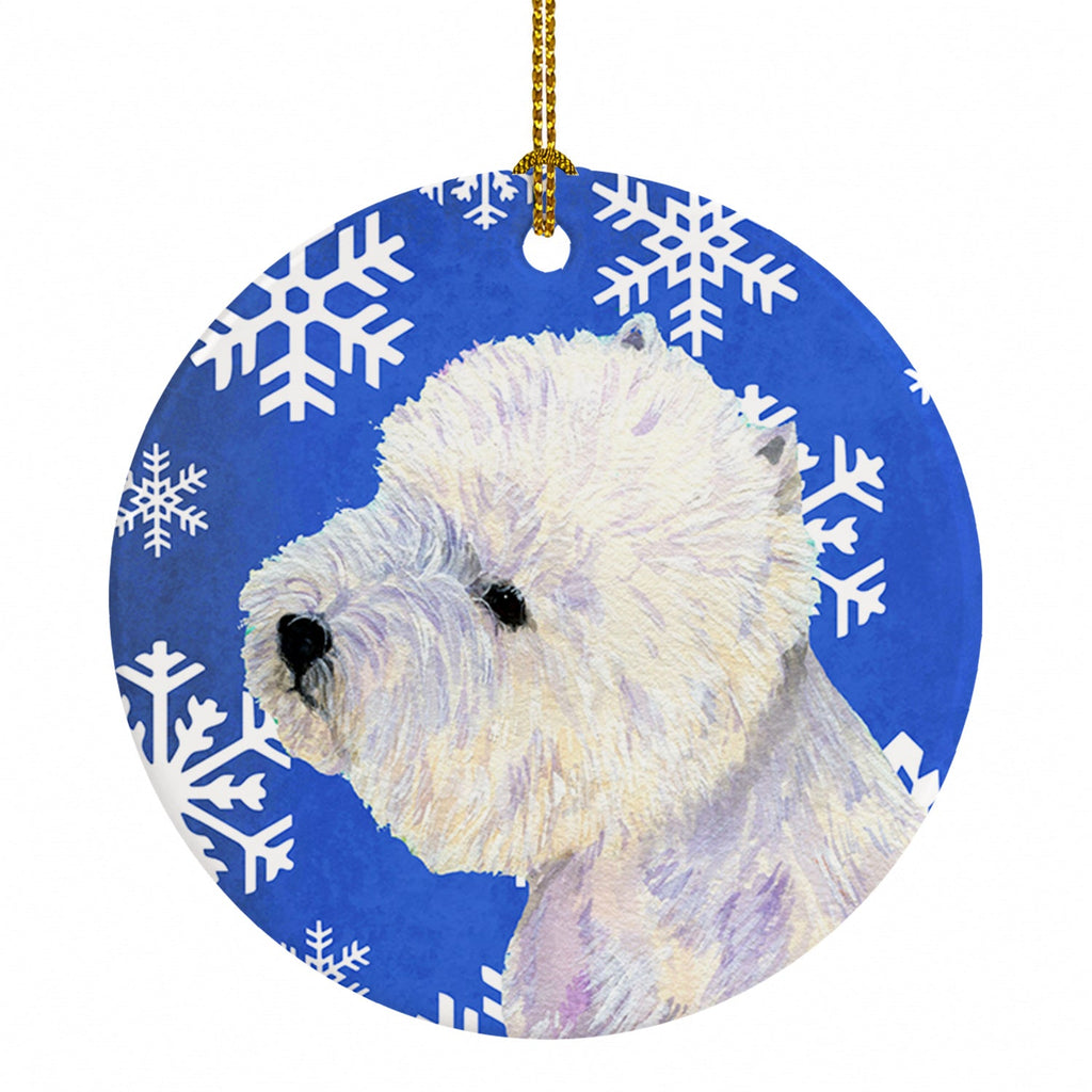 Westie Winter Snowflakes Holiday Ceramic Ornament Christmas Tree Hanging Decorations for Home Christmas Holiday, Party, Gift, 3 in, Multicolor