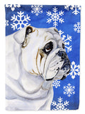 Bulldog English Winter Snowflakes Holiday Garden Flag Mailbox Decorative Yard Banner Outside Patio Artwork for Flower Beds, Garden Size, Multicolor
