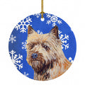 Cairn Terrier Winter Snowflakes Holiday Ceramic Ornament Christmas Tree Hanging Decorations for Home Christmas Holiday, Party, Gift, 3 in, Multicolor