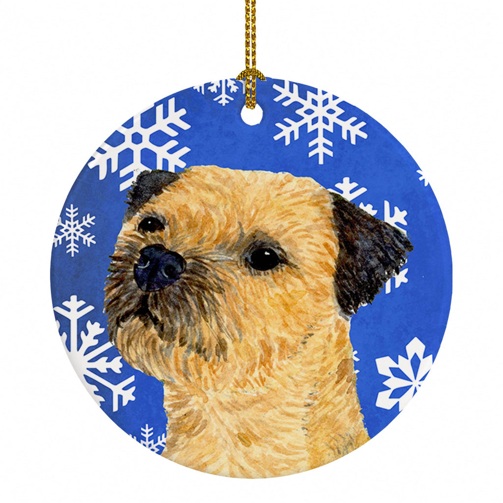 Border Terrier Winter Snowflakes Holiday Ceramic Ornament Christmas Tree Hanging Decorations for Home Christmas Holiday, Party, Gift, 3 in, Multicolor