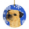 Border Terrier Winter Snowflakes Holiday Ceramic Ornament Christmas Tree Hanging Decorations for Home Christmas Holiday, Party, Gift, 3 in, Multicolor