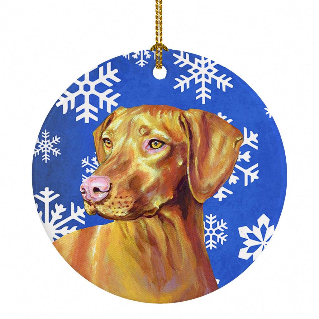 Vizsla Winter Snowflakes Holiday Ceramic Ornament Christmas Tree Hanging Decorations for Home Christmas Holiday, Party, Gift, 3 in, Multicolor