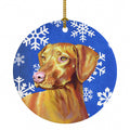 Vizsla Winter Snowflakes Holiday Ceramic Ornament Christmas Tree Hanging Decorations for Home Christmas Holiday, Party, Gift, 3 in, Multicolor
