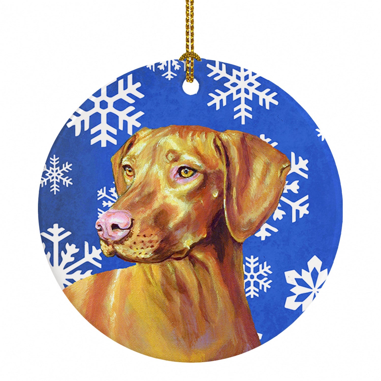 Vizsla Winter Snowflakes Holiday Ceramic Ornament Christmas Tree Hanging Decorations for Home Christmas Holiday, Party, Gift, 3 in, Multicolor