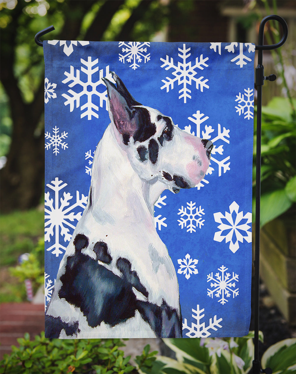 Great Dane Winter Snowflakes Holiday Garden Flag Mailbox Decorative Yard Banner Outside Patio Artwork for Flower Beds, Garden Size, Multicolor