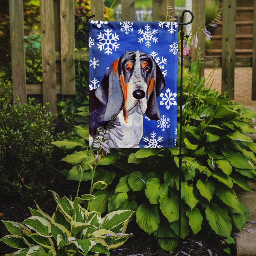 Basset Hound Winter Snowflakes Holiday Garden Flag Mailbox Decorative Yard Banner Outside Patio Artwork for Flower Beds, Garden Size, Multicolor