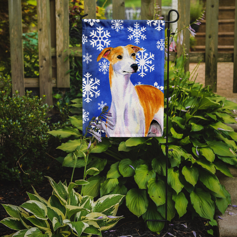 Whippet Winter Snowflakes Holiday Garden Flag Mailbox Decorative Yard Banner Outside Patio Artwork for Flower Beds, Garden Size, Multicolor