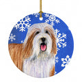 Bearded Collie Winter Snowflakes Holiday Ceramic Ornament Christmas Tree Hanging Decorations for Home Christmas Holiday, Party, Gift, 3 in, Multicolor
