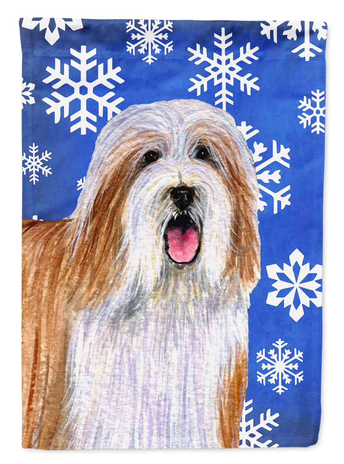 Bearded Collie Winter Snowflakes Holiday Garden Flag Mailbox Decorative Yard Banner Outside Patio Artwork for Flower Beds, Garden Size, Multicolor