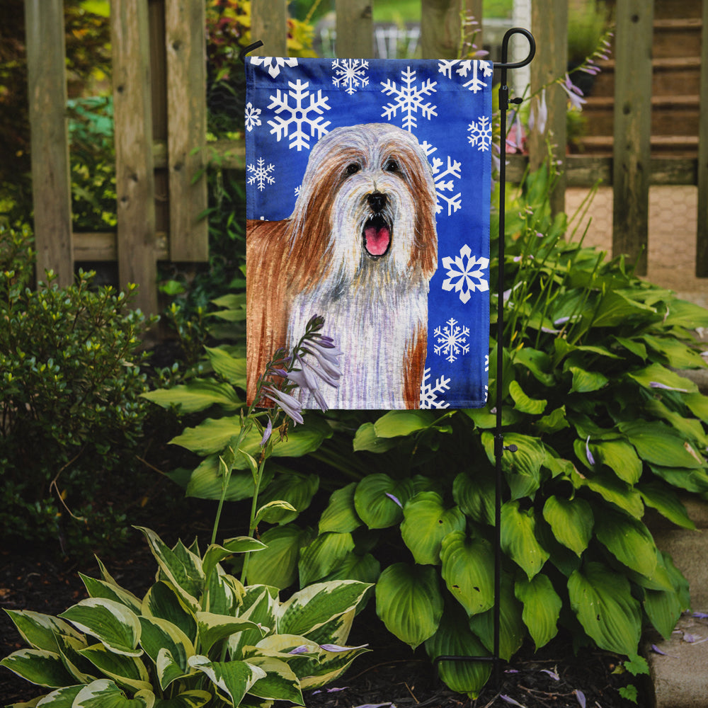 Bearded Collie Winter Snowflakes Holiday Garden Flag Mailbox Decorative Yard Banner Outside Patio Artwork for Flower Beds, Garden Size, Multicolor