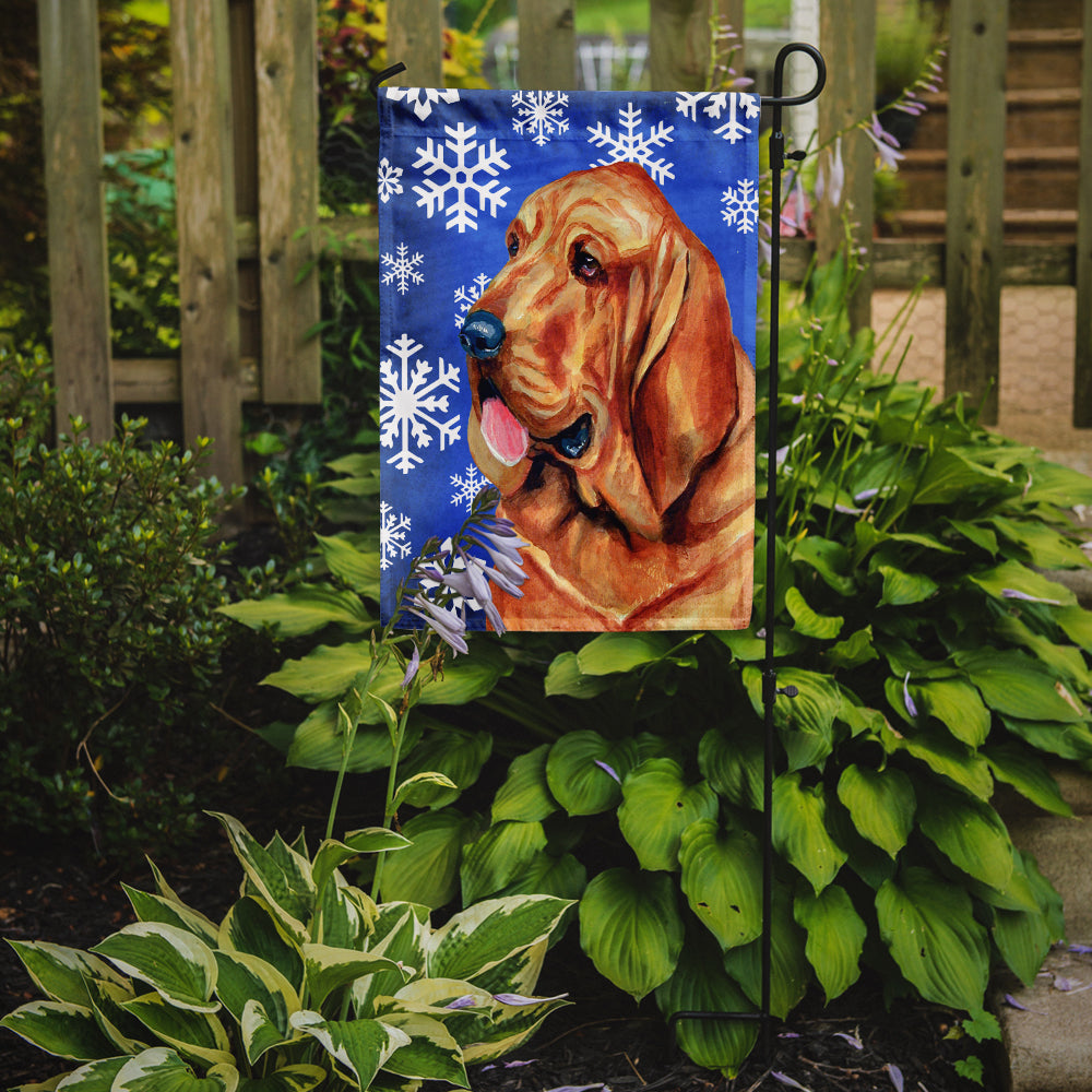 Bloodhound Winter Snowflakes Holiday Garden Flag Mailbox Decorative Yard Banner Outside Patio Artwork for Flower Beds, Garden Size, Multicolor