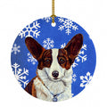 Corgi Winter Snowflakes Holiday Ceramic Ornament Christmas Tree Hanging Decorations for Home Christmas Holiday, Party, Gift, 3 in, Multicolor
