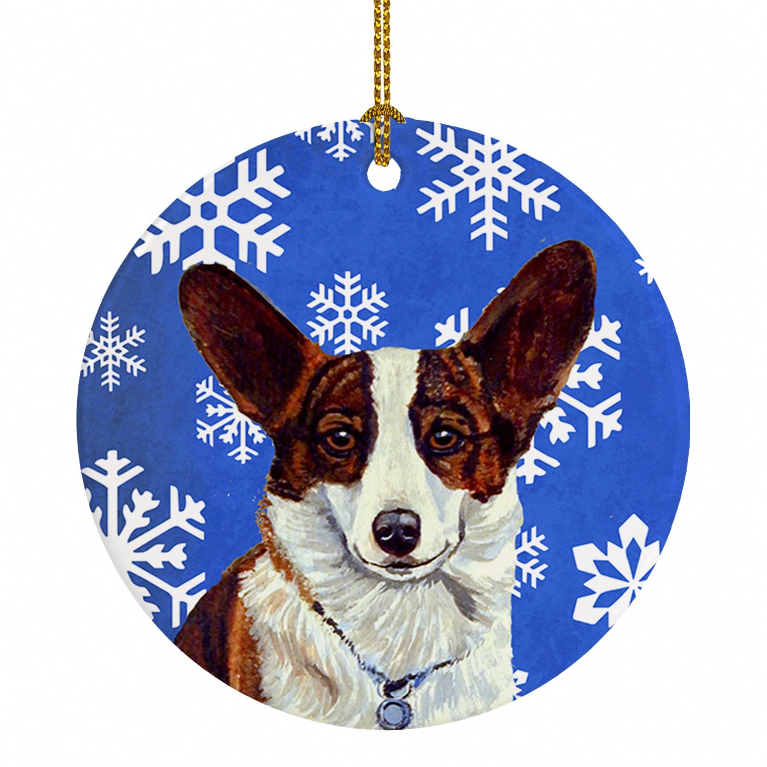 Corgi Winter Snowflakes Holiday Ceramic Ornament Christmas Tree Hanging Decorations for Home Christmas Holiday, Party, Gift, 3 in, Multicolor