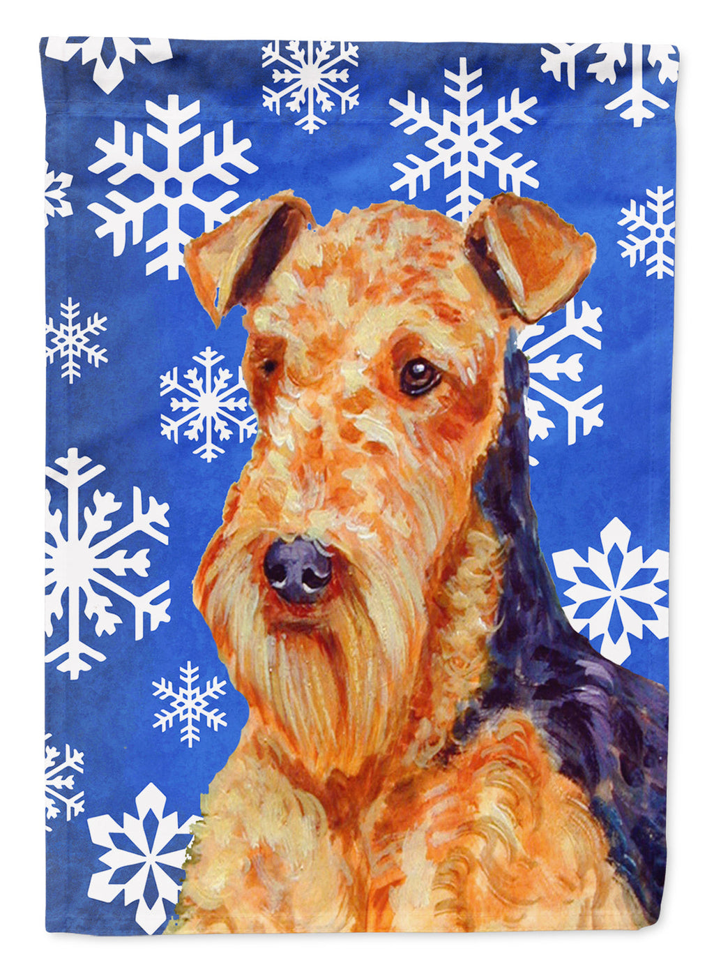Airedale Winter Snowflakes Holiday Garden Flag Mailbox Decorative Yard Banner Outside Patio Artwork for Flower Beds, Garden Size, Multicolor