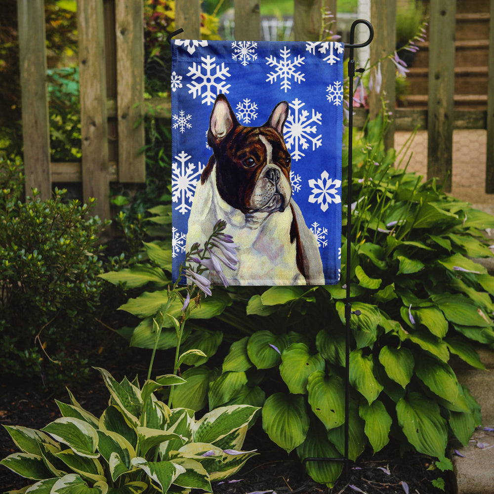 French Bulldog Winter Snowflakes Holiday Garden Flag Mailbox Decorative Yard Banner Outside Patio Artwork for Flower Beds, Garden Size, Multicolor