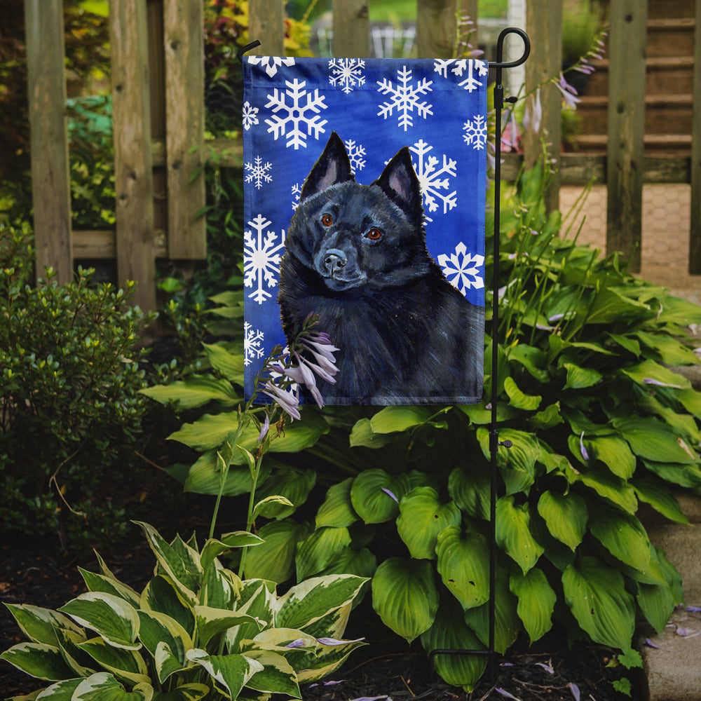 Schipperke Winter Snowflakes Holiday Garden Flag Mailbox Decorative Yard Banner Outside Patio Artwork for Flower Beds, Garden Size, Multicolor