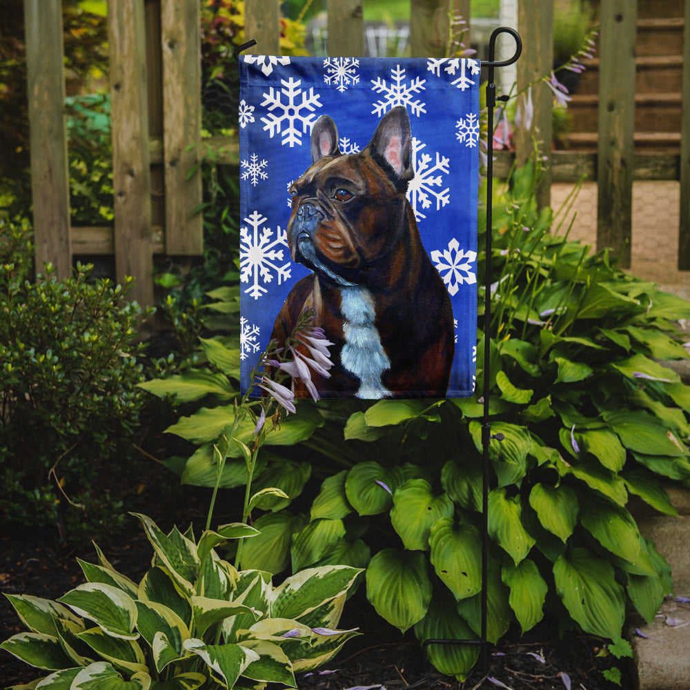 French Bulldog Winter Snowflakes Holiday Garden Flag Mailbox Decorative Yard Banner Outside Patio Artwork for Flower Beds, Garden Size, Multicolor