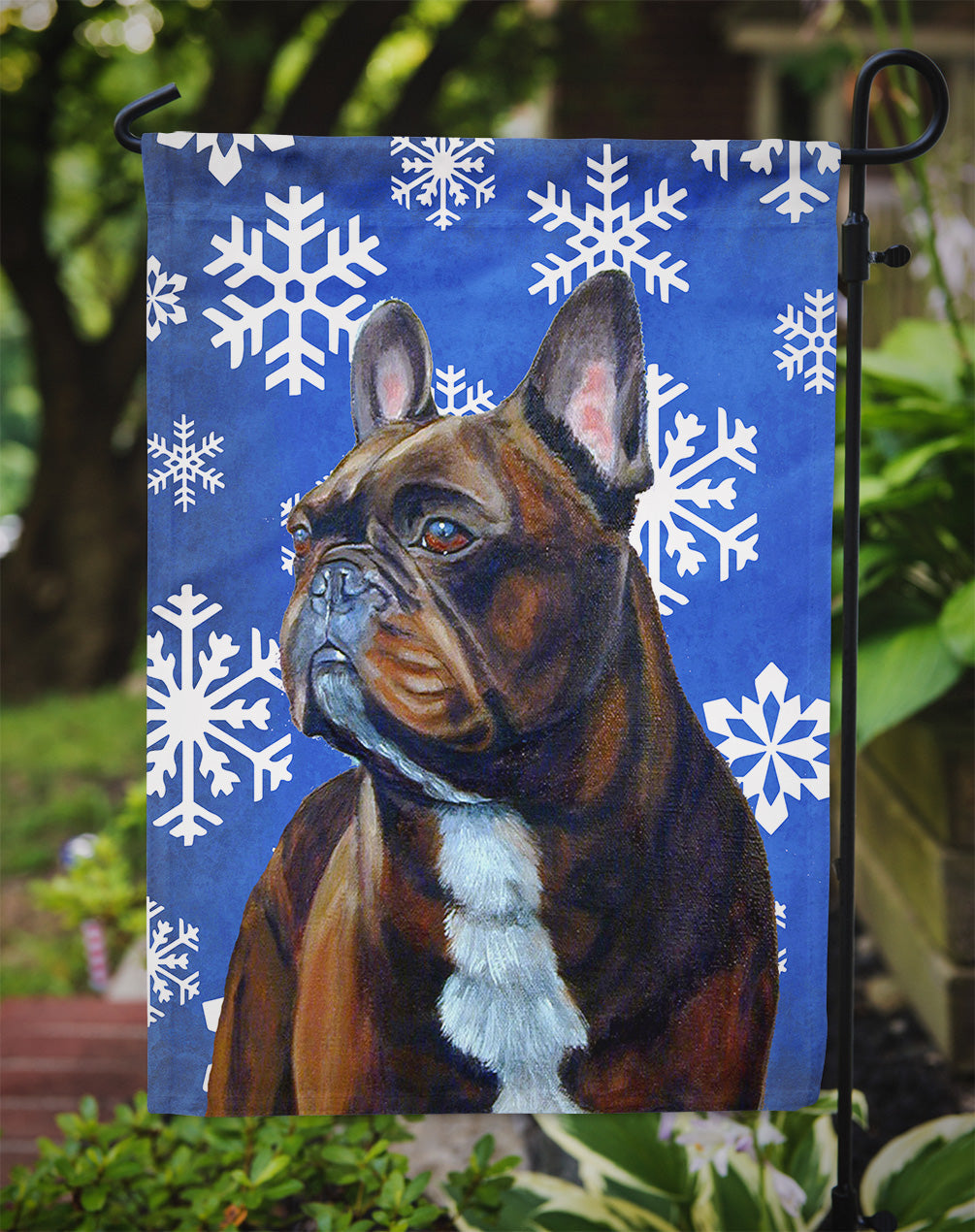 French Bulldog Winter Snowflakes Holiday Garden Flag Mailbox Decorative Yard Banner Outside Patio Artwork for Flower Beds, Garden Size, Multicolor