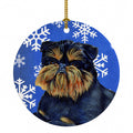 Brussels Griffon Winter Snowflakes Holiday Ceramic Ornament Christmas Tree Hanging Decorations for Home Christmas Holiday, Party, Gift, 3 in, Multicolor