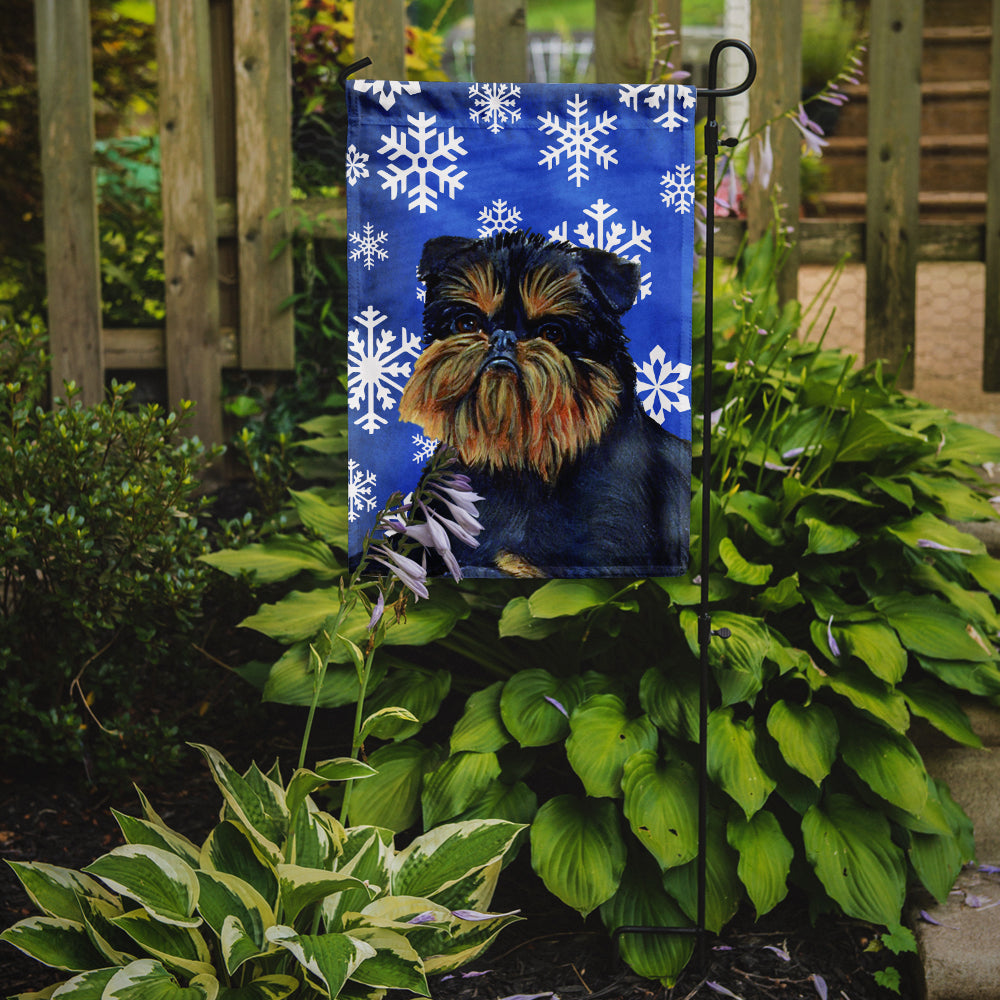 Brussels Griffon Winter Snowflakes Holiday Garden Flag Mailbox Decorative Yard Banner Outside Patio Artwork for Flower Beds, Garden Size, Multicolor
