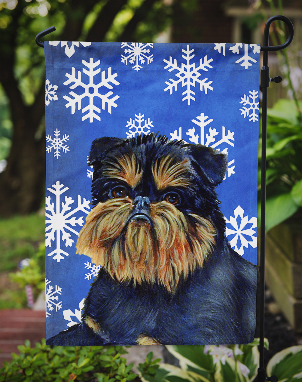 Brussels Griffon Winter Snowflakes Holiday Garden Flag Mailbox Decorative Yard Banner Outside Patio Artwork for Flower Beds, Garden Size, Multicolor