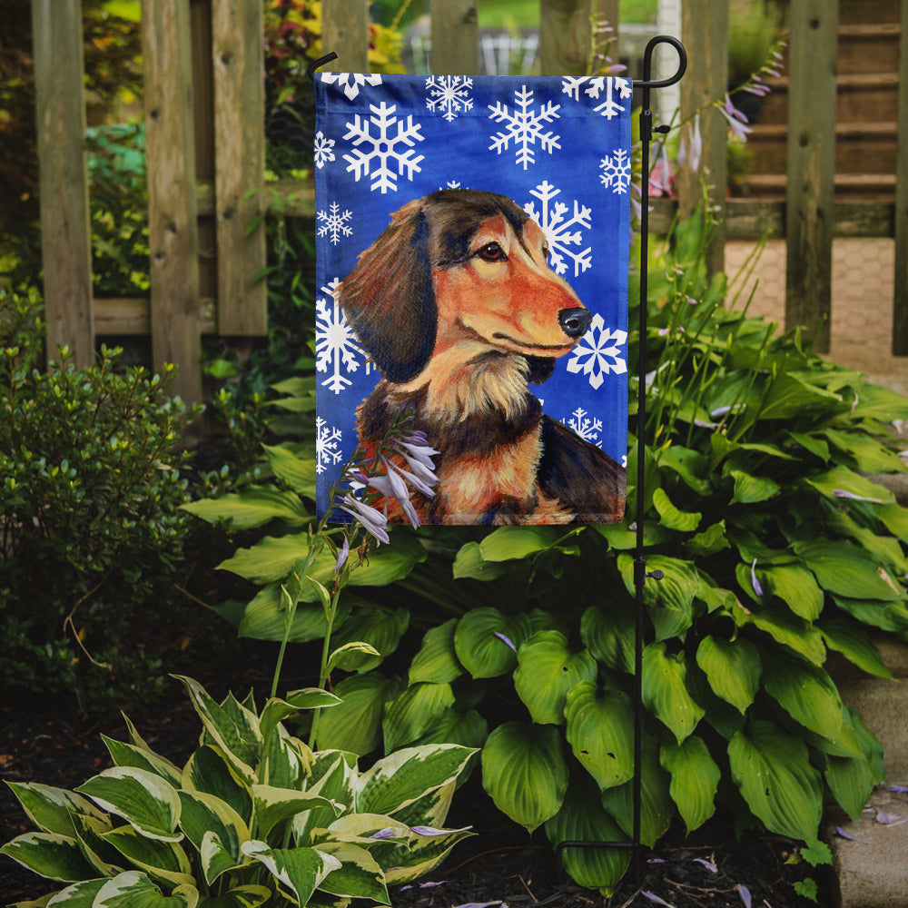 Dachshund Winter Snowflakes Holiday Garden Flag Mailbox Decorative Yard Banner Outside Patio Artwork for Flower Beds, Garden Size, Multicolor