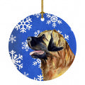 Leonberger Winter Snowflakes Holiday Ceramic Ornament Christmas Tree Hanging Decorations for Home Christmas Holiday, Party, Gift, 3 in, Multicolor