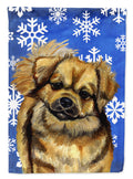 Tibetan Spaniel Winter Snowflakes Holiday Garden Flag Mailbox Decorative Yard Banner Outside Patio Artwork for Flower Beds, Garden Size, Multicolor