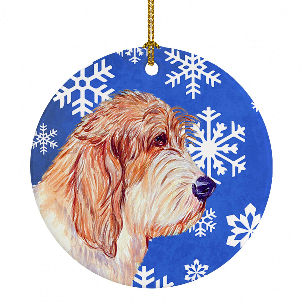 Petit Basset Griffon Vendeen Winter Snowflakes Holiday Ceramic Ornament Christmas Tree Hanging Decorations for Home Christmas Holiday, Party, Gift, 3 in, Multicolor