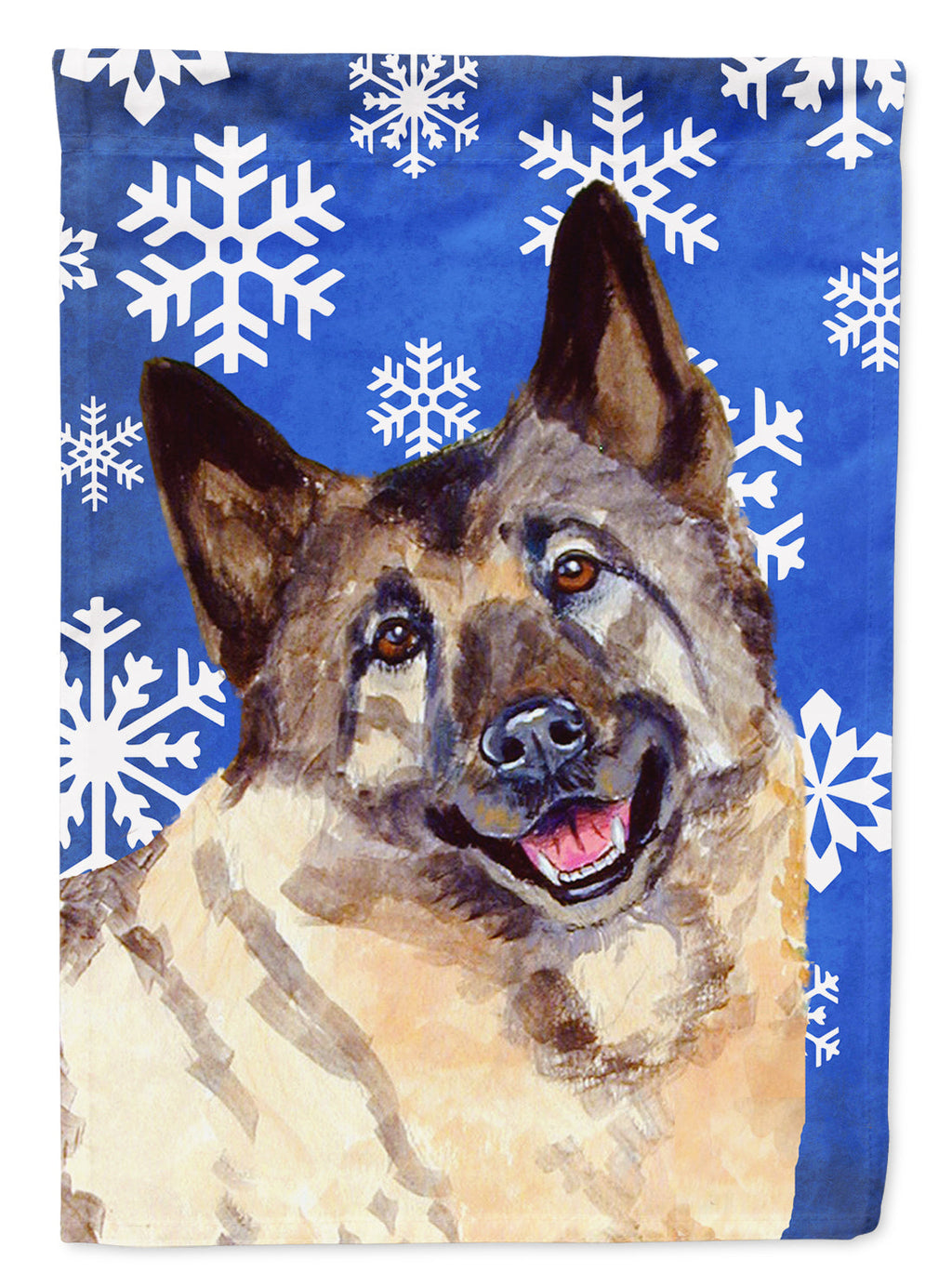 Norwegian Elkhound Winter Snowflakes Holiday Garden Flag Mailbox Decorative Yard Banner Outside Patio Artwork for Flower Beds, Garden Size, Multicolor