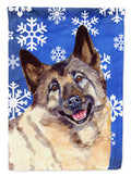 Norwegian Elkhound Winter Snowflakes Holiday Garden Flag Mailbox Decorative Yard Banner Outside Patio Artwork for Flower Beds, Garden Size, Multicolor
