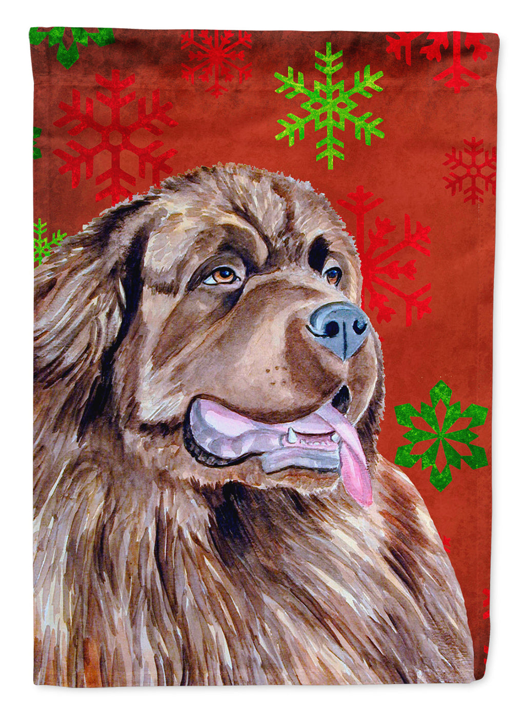 Newfoundland Red and Green Snowflakes Holiday Christmas Garden Flag Mailbox Decorative Yard Banner Outside Patio Artwork for Flower Beds, Garden Size, Multicolor