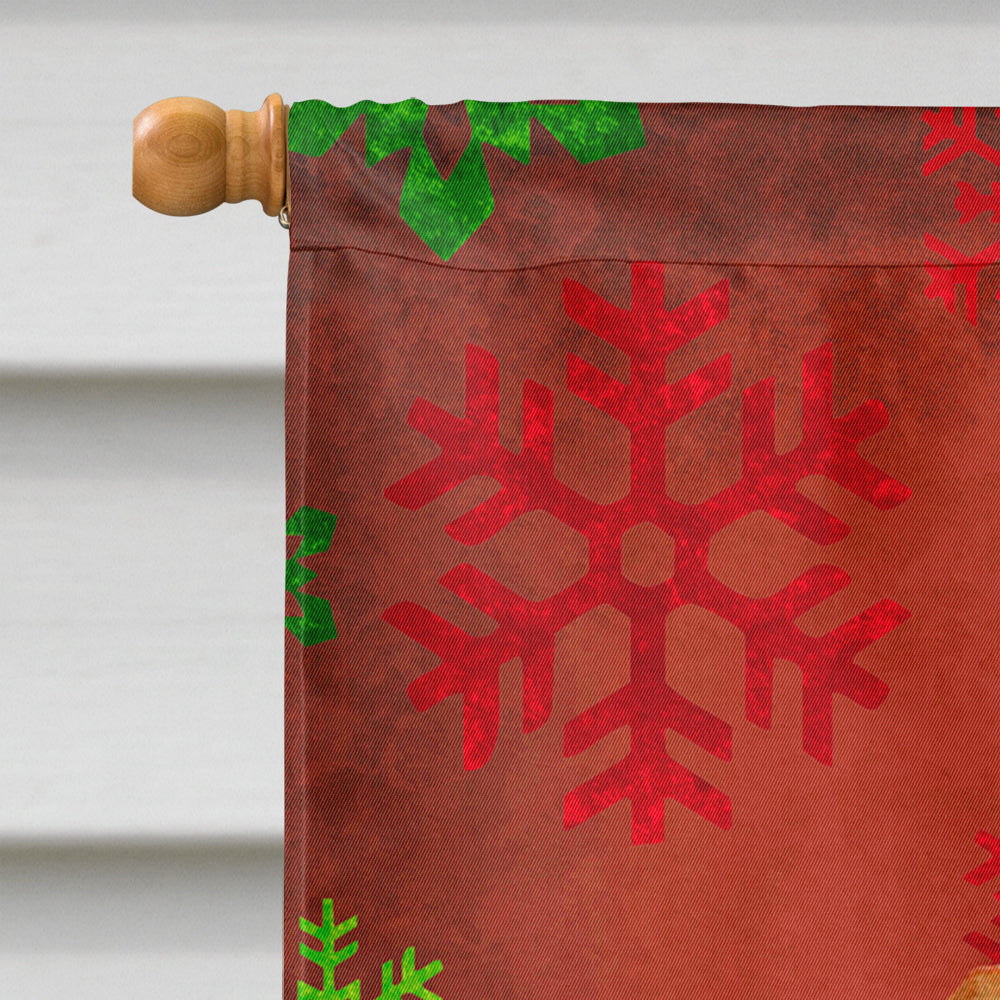 Dachshund Red and Green Snowflakes Holiday Christmas House Flag 28x40 Porch Sleeve Pole Decorative Outside Yard Banner Artwork Wall Hanging, Polyester