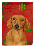 Dachshund Red and Green Snowflakes Holiday Christmas Garden Flag Mailbox Decorative Yard Banner Outside Patio Artwork for Flower Beds, Garden Size, Multicolor