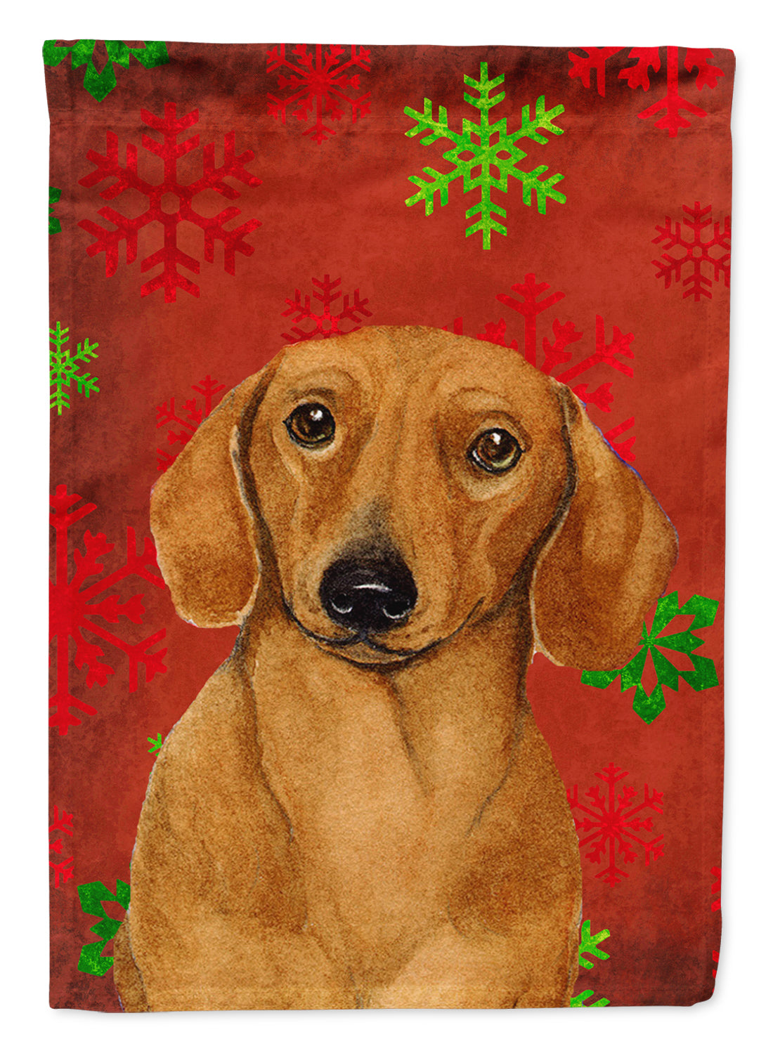 Dachshund Red and Green Snowflakes Holiday Christmas Garden Flag Mailbox Decorative Yard Banner Outside Patio Artwork for Flower Beds, Garden Size, Multicolor