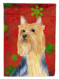Silky Terrier Red Green Snowflake Holiday Christmas Garden Flag Mailbox Decorative Yard Banner Outside Patio Artwork for Flower Beds, Garden Size, Multicolor