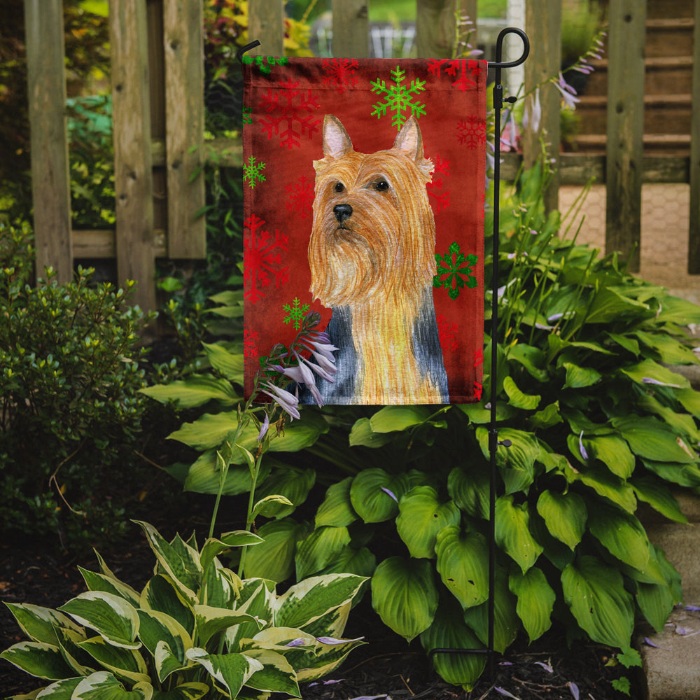 Silky Terrier Red Green Snowflake Holiday Christmas Garden Flag Mailbox Decorative Yard Banner Outside Patio Artwork for Flower Beds, Garden Size, Multicolor