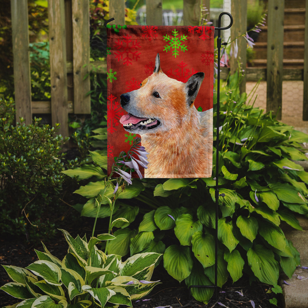 Australian Cattle Dog Red Green Snowflakes Christmas Garden Flag Mailbox Decorative Yard Banner Outside Patio Artwork for Flower Beds, Garden Size, Multicolor