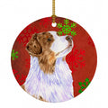 Australian Shepherd Red Green Snowflakes Christmas Ceramic Ornament Christmas Tree Hanging Decorations for Home Christmas Holiday, Party, Gift, 3 in, Multicolor
