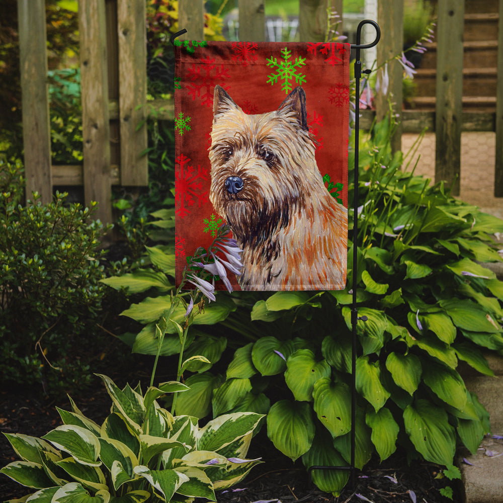 Cairn Terrier Red and Green Snowflakes Holiday Christmas Garden Flag Mailbox Decorative Yard Banner Outside Patio Artwork for Flower Beds, Garden Size, Multicolor