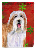 Bearded Collie Red and Green Snowflakes Holiday Christmas Garden Flag Mailbox Decorative Yard Banner Outside Patio Artwork for Flower Beds, Garden Size, Multicolor