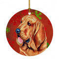Bloodhound Red and Green Snowflakes Holiday Christmas Ceramic Ornament Christmas Tree Hanging Decorations for Home Christmas Holiday, Party, Gift, 3 in, Multicolor