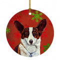 Corgi Red and Green Snowflakes Holiday Christmas Ceramic Ornament Christmas Tree Hanging Decorations for Home Christmas Holiday, Party, Gift, 3 in, Multicolor