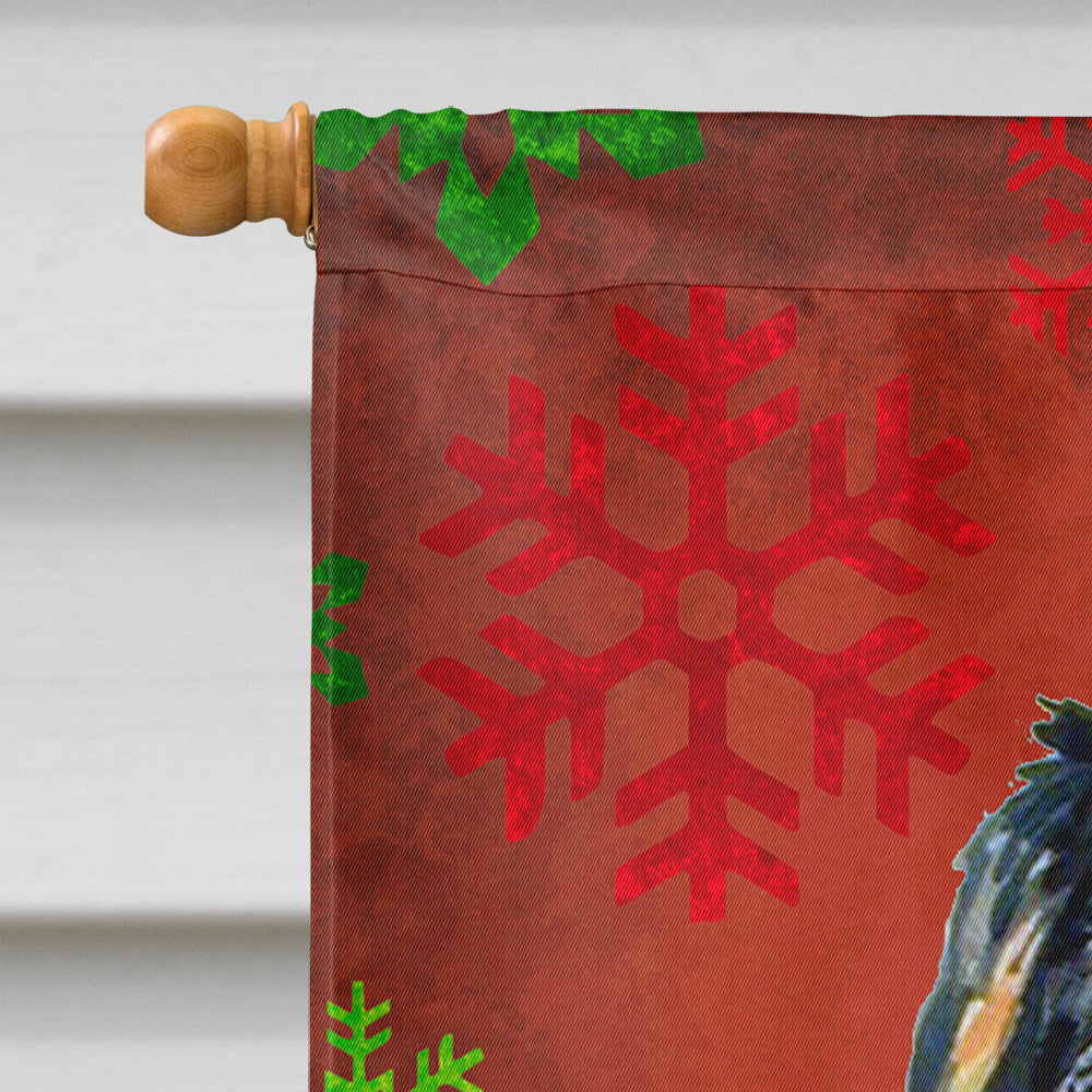 Bernese Mountain Dog Red Green Snowflakes Holiday Christmas House Flag 28x40 Porch Sleeve Pole Decorative Outside Yard Banner Artwork Wall Hanging, Polyester