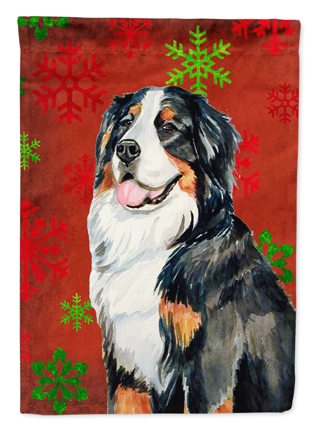 Bernese Mountain Dog Red  Green Snowflakes Holiday Christmas Garden Flag Mailbox Decorative Yard Banner Outside Patio Artwork for Flower Beds, Garden Size, Multicolor