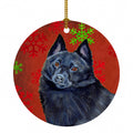Schipperke Red and Green Snowflakes Holiday Christmas Ceramic Ornament Christmas Tree Hanging Decorations for Home Christmas Holiday, Party, Gift, 3 in, Multicolor